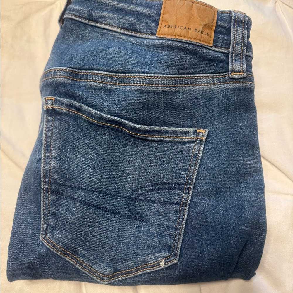 American Eagle Outfitters Blue Stretch Denim Jeans with Faded Wash